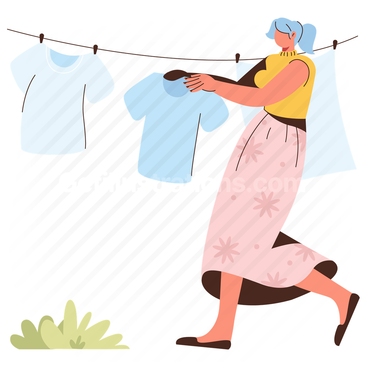 laundry, woman, chores, clothes, clothing, fashion